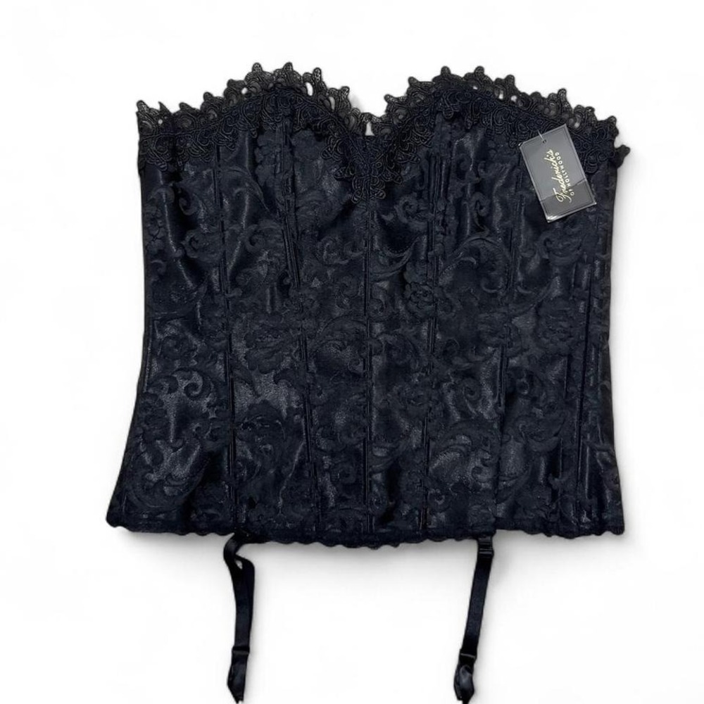 Fredericks Of Hollywood Black Lace Up Corset‎ Top Sz40 Bustier Gothic Whimsigoth